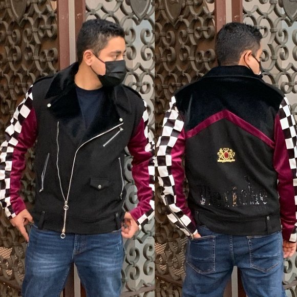 Men’s VIE + RICHE Black | Plum | White Jacket NWT - Picture 1 of 3